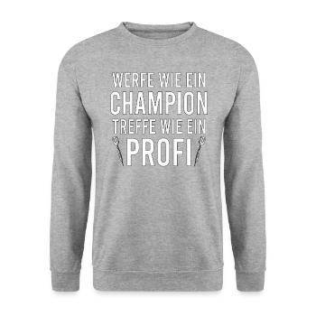 Dartfans Dartboard Treffsicher Dart Champion Darts - Unisex Pullover - Weißgrau meliert - Vorne - Alina (178cm) & Michal (187cm)