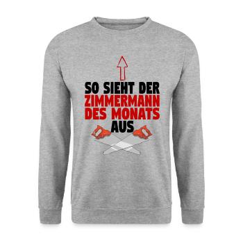 Zimmermann Holzbauer Zimmerer Holzbau Papa - Unisex Pullover - Weißgrau meliert - Vorne - Alina (178cm) & Michal (187cm)