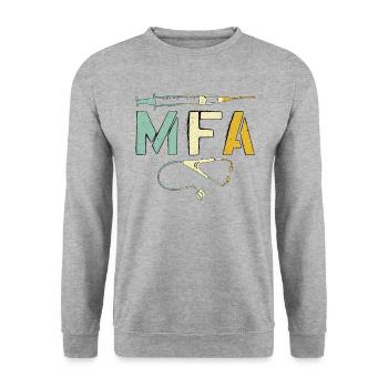 Arzthelferin MFA Krankenschwester Pflegekraft crna - Unisex Pullover - Weißgrau meliert - Vorne - Alina (178cm) & Michal (187cm)