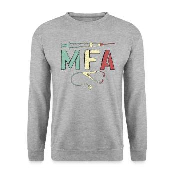 Arzthelferin MFA Krankenschwester Pflegekraft crna - Unisex Pullover - Weißgrau meliert - Vorne - Alina (178cm) & Michal (187cm)