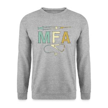 Arzthelferin MFA Krankenschwester Pflegekraft crna - Unisex Pullover - Weißgrau meliert - Vorne - Alina (178cm) & Michal (187cm)