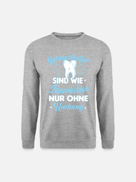 Zahnarzthelfer Zahnmedizin Zahnarzthelferin Zahn - Unisex Pullover - Weißgrau meliert