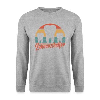Zahnarzthelfer Zahnmedizin Zahnarzthelferin Zahn - Unisex Pullover - Weißgrau meliert - Vorne - Alina (178cm) & Michal (187cm)