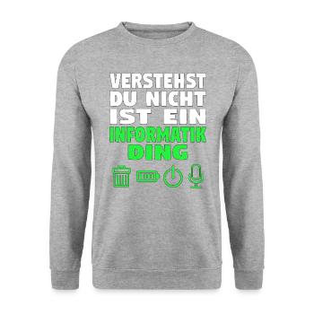 Informatik Computer Programmierer Entwickler Coder - Unisex Pullover - Weißgrau meliert - Vorne - Alina (178cm) & Michal (187cm)