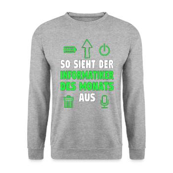 Informatik Computer Programmierer Entwickler Coder - Unisex Pullover - Weißgrau meliert - Vorne - Alina (178cm) & Michal (187cm)