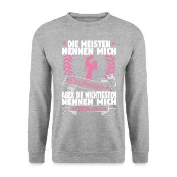 Verkäuferin Muttertag Einzelhandel Verkäufer - Unisex Pullover - Weißgrau meliert - Vorne - Alina (178cm) & Michal (187cm)