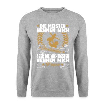 Verkäufer Vatertag Einzelhandel Einzelhändler Papa - Unisex Pullover - Weißgrau meliert - Vorne - Alina (178cm) & Michal (187cm)