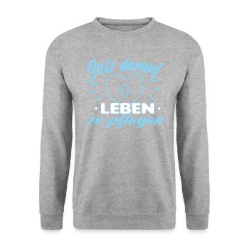 Altenpfleger Altenpflege Pfleger Vater Pflege - Unisex Pullover - Weißgrau meliert - Vorne - Alina (178cm) & Michal (187cm)