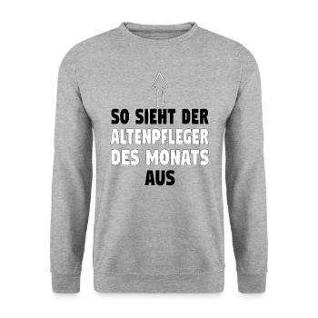 Altenpfleger Altenpflege Pfleger Vater Pflege - Unisex Pullover - Weißgrau meliert - Vorne - Alina (178cm) & Michal (187cm)