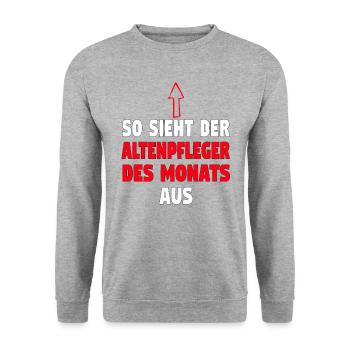 Altenpfleger Altenpflege Pfleger Vater Pflege - Unisex Pullover - Weißgrau meliert - Vorne - Alina (178cm) & Michal (187cm)