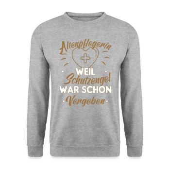 Altenpflegerin Pfleger Pflegerin Pflegefachkraft - Unisex Pullover - Weißgrau meliert - Vorne - Alina (178cm) & Michal (187cm)