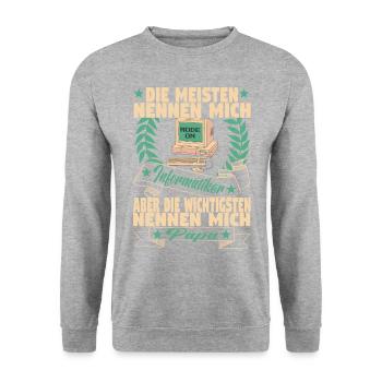 Informatik Computer Programmierer Entwickler Vater - Unisex Pullover - Weißgrau meliert - Vorne - Alina (178cm) & Michal (187cm)
