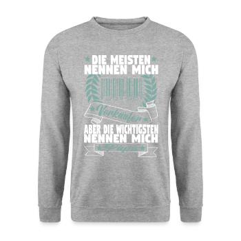 Verkäufer Vatertag Einzelhandel Einzelhändler Papa - Unisex Pullover - Weißgrau meliert - Vorne - Alina (178cm) & Michal (187cm)