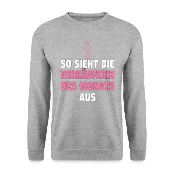 Verkäuferin Muttertag Einzelhandel Verkäufer - Unisex Pullover - Weißgrau meliert - Vorne - Alina (178cm) & Michal (187cm)