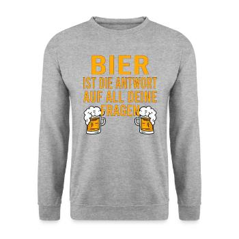 Himmelfahrt Bier Nachbarn Saufen Vatertag Nachbar - Unisex Pullover - Weißgrau meliert - Vorne - Alina (178cm) & Michal (187cm)