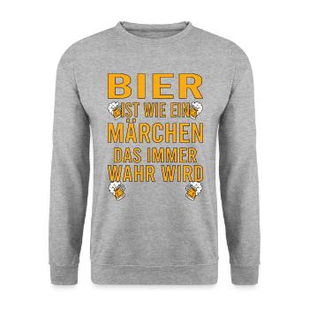 Himmelfahrt Bier Nachbarn Saufen Vatertag Nachbar - Unisex Pullover - Weißgrau meliert - Vorne - Alina (178cm) & Michal (187cm)