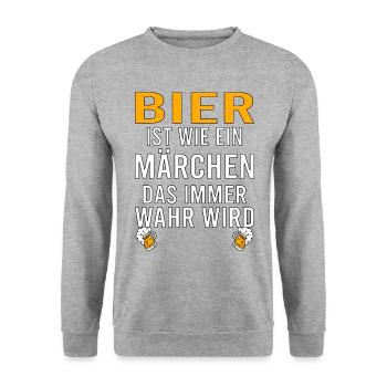 Himmelfahrt Bier Nachbarn Saufen Vatertag Nachbar - Unisex Pullover - Weißgrau meliert - Vorne - Alina (178cm) & Michal (187cm)