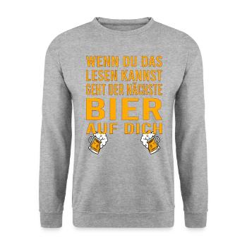 Vatertag Himmelfahrt Bier Nachbar Nachbarn Saufen - Unisex Pullover - Weißgrau meliert - Vorne - Alina (178cm) & Michal (187cm)