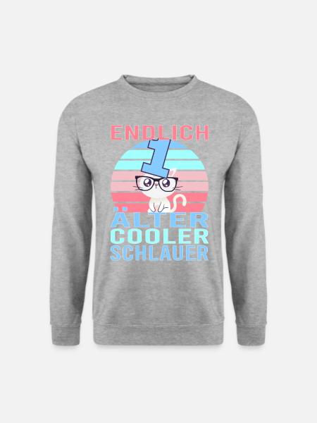 1. Geburtstag 1 Jahre Katze Kätzchen Mietze Miau - Unisex Pullover - Weißgrau meliert