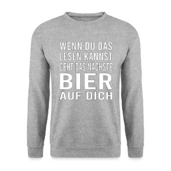 Vatertag Himmelfahrt Bier Nachbar Nachbarn Saufen - Unisex Pullover - Weißgrau meliert - Vorne - Alina (178cm) & Michal (187cm)