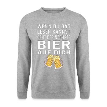Vatertag Himmelfahrt Bier Nachbar Nachbarn Saufen - Unisex Pullover - Weißgrau meliert - Vorne - Alina (178cm) & Michal (187cm)
