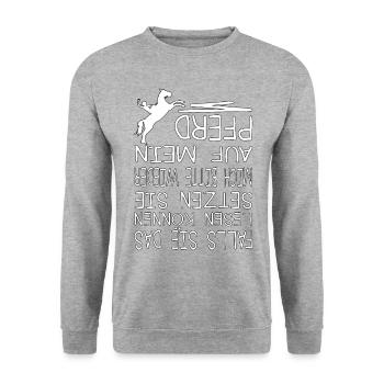 Reiter im Reitsport Dressur Reiterin Reiten - Unisex Pullover - Weißgrau meliert - Vorne - Alina (178cm) & Michal (187cm)