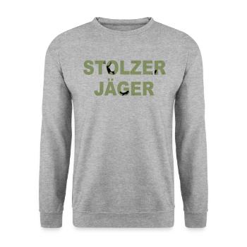 Jagen Jäger Jagd Wildschwein Wald Geweih Keiler - Unisex Pullover - Weißgrau meliert - Vorne - Alina (178cm) & Michal (187cm)