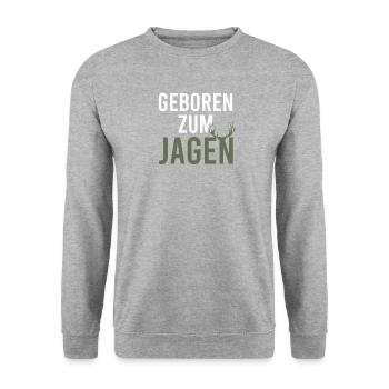 Jagen Jäger Jagd Wildschwein Wald Geweih Keiler - Unisex Pullover - Weißgrau meliert - Vorne - Alina (178cm) & Michal (187cm)