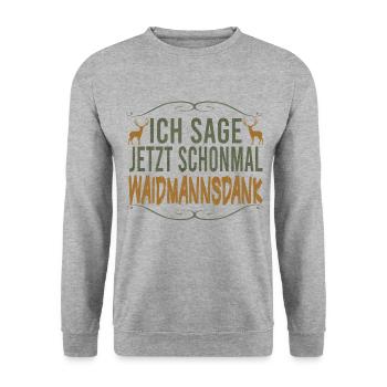 Jagen Jäger Jagd Wildschwein Wald Geweih Keiler - Unisex Pullover - Weißgrau meliert - Vorne - Alina (178cm) & Michal (187cm)