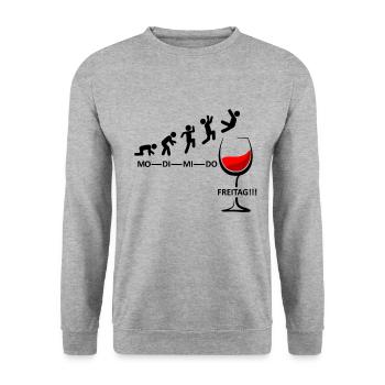 Wein Woche Endlich Freitag Wochenende Wein Party - Unisex Pullover - Weißgrau meliert - Vorne - Alina (178cm) & Michal (187cm)