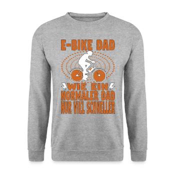 Elektrofahrrad Vater Pedelec EBike Papa Dad E-Bike - Unisex Pullover - Weißgrau meliert - Vorne - Alina (178cm) & Michal (187cm)