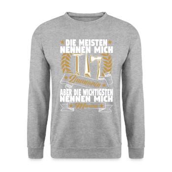 Zimmerin Mama Holzbauer Mutter Zimmerer Holzbau - Unisex Pullover - Weißgrau meliert - Vorne - Alina (178cm) & Michal (187cm)