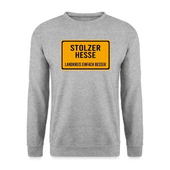 Hessen Hessener Wiesbaden Wiesbadener Stolz - Unisex Pullover - Weißgrau meliert - Vorne - Alina (178cm) & Michal (187cm)