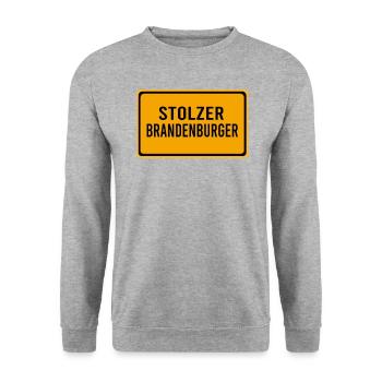 Brandenburg Brandenburger Potsdam Potsdamer Stolz - Unisex Pullover - Weißgrau meliert - Vorne - Alina (178cm) & Michal (187cm)