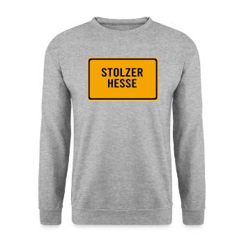 Hessen Hessener Wiesbaden Wiesbadener Stolz - Unisex Pullover - Weißgrau meliert - Vorne - Alina (178cm) & Michal (187cm)