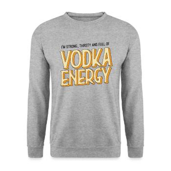 Lustiges I'm Strong Thirsty and Full of - Unisex Pullover - Weißgrau meliert - Vorne - Alina (178cm) & Michal (187cm)