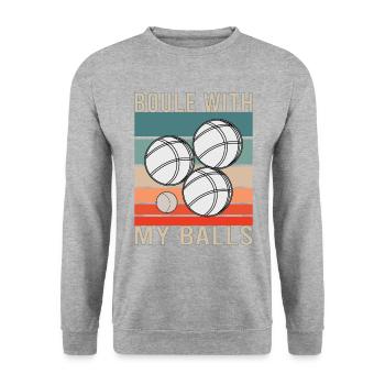 Boule Boccia Ball Sports Petanque Balls Game - Unisex Sweatshirt - salt & pepper - Front - Alina (178cm) & Michal (187cm)