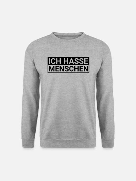 Lustiges Ich hasse Menschen Humorvoll - Unisex Pullover - Weißgrau meliert