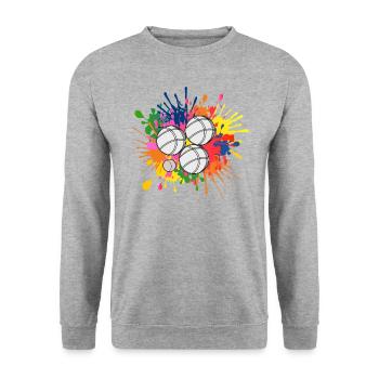 Boule Boccia Ball Sports Petanque Balls Game - Unisex Sweatshirt - salt & pepper - Front - Alina (178cm) & Michal (187cm)