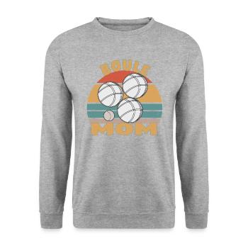 Boule Boccia Kugelsport Petanque Spiel Mama Mutter - Unisex Pullover - Weißgrau meliert - Vorne - Alina (178cm) & Michal (187cm)