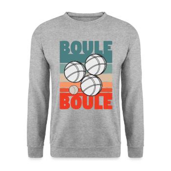 Boule Boccia Kugelsport Petanque Spiel Papa Vater - Unisex Pullover - Weißgrau meliert - Vorne - Alina (178cm) & Michal (187cm)