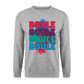 Boule Boccia Kugelsport Petanque Spiel Papa Vater - Unisex Pullover - Weißgrau meliert - Vorne - Alina (178cm) & Michal (187cm)
