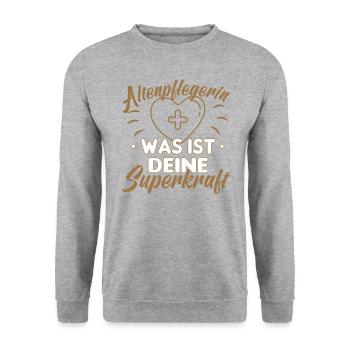 Altenpflegerin Pfleger Pflegerin Pflegefachkraft - Unisex Pullover - Weißgrau meliert - Vorne - Alina (178cm) & Michal (187cm)