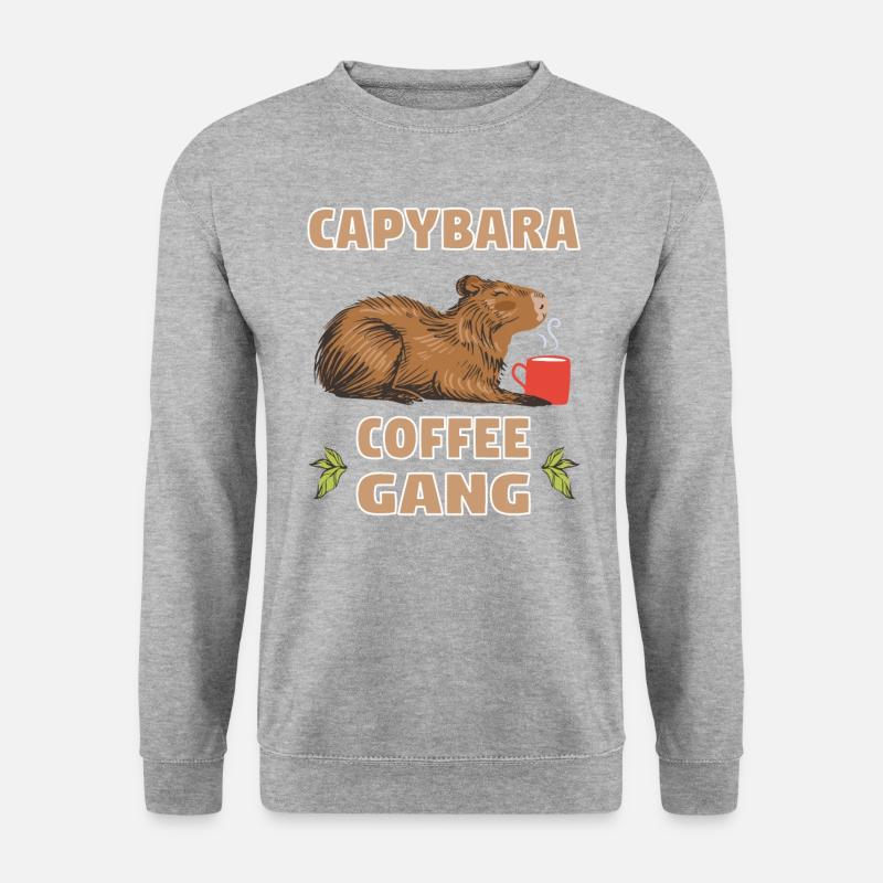 Cappybara Capybara Kaffee Wasserschwein Fans - Unisex Pullover - Weißgrau meliert