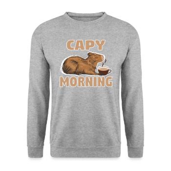 Capybara Capybara Coffee Cappybara Fans - Unisex Sweatshirt - salt & pepper - Front - Alina (178cm) & Michal (187cm)