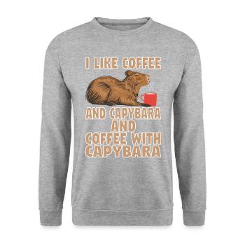 Wasserschwein Capybara Cappybara Kaffee Coffee - Unisex Sweatshirt - salt & pepper - Front - Alina (178cm) & Michal (187cm)