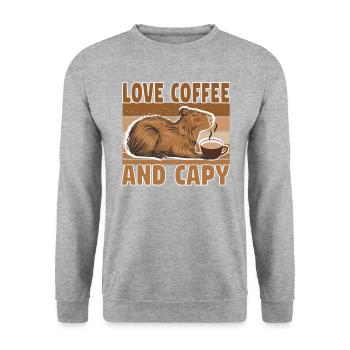 Capybara Capybara Coffee Cappybara Fans - Unisex Sweatshirt - salt & pepper - Front - Alina (178cm) & Michal (187cm)
