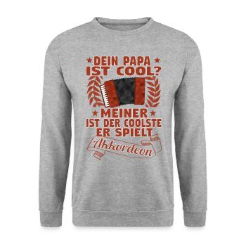 Akkordeon Harmonika Akkordeonspielerin Papa Vater - Unisex Pullover - Weißgrau meliert - Vorne - Alina (178cm) & Michal (187cm)