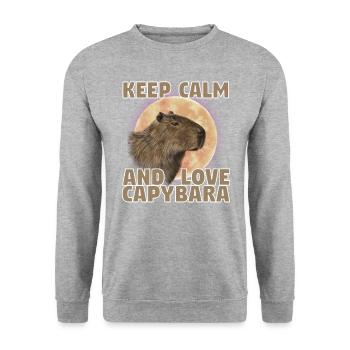 Wasserschwein Capybara Fan Club Cappybara Fans - Unisex Sweatshirt - salt & pepper - Front - Alina (178cm) & Michal (187cm)
