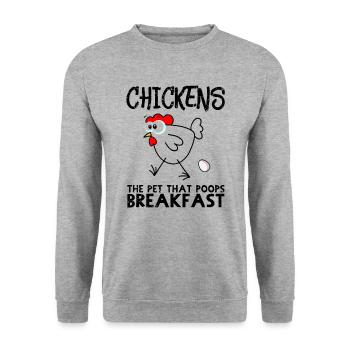 Chicken Breakfast - Hühner Frühstück Eier Geschenk - Unisex Pullover - Weißgrau meliert - Vorne - Alina (178cm) & Michal (187cm)
